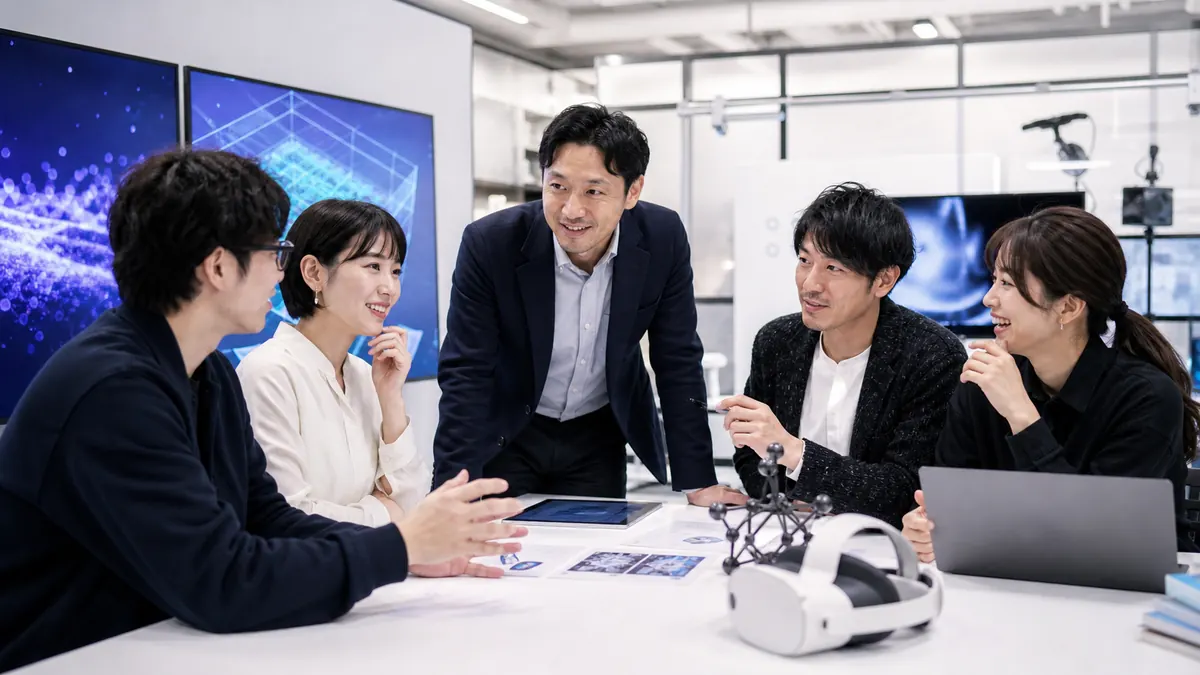 AI・AR・VR先端技術企業のM&A後の共同チームイメージ